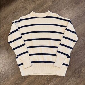 Minnow Cream & Navy Wide Stripe Knit Sweater